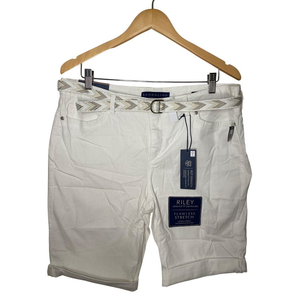 BANDOLINO Women's Shorts Size 12 P White Riley Bermuda Shorts NWT